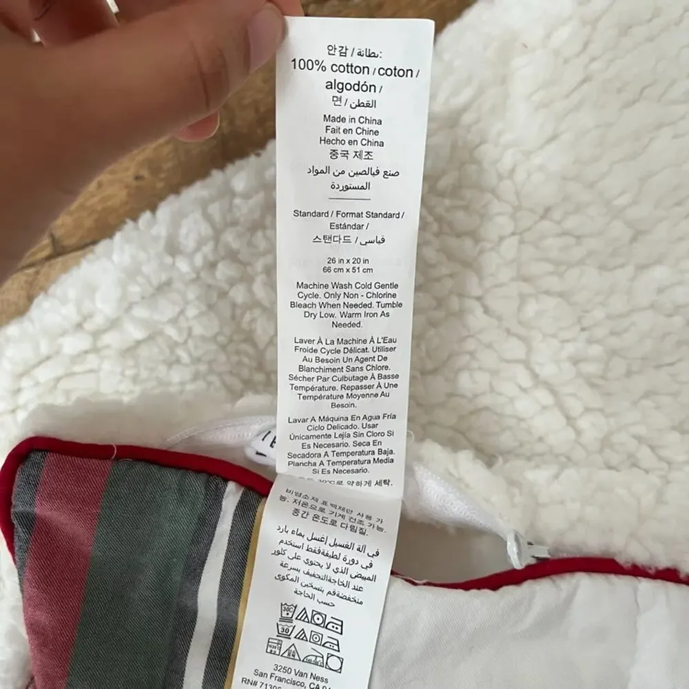 Pottery Barn Stewart Plaid Cotton Standard Sherpa Pillow Sham Pair
